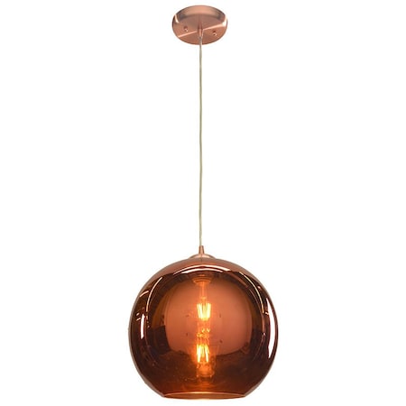 Glow, LED Pendant, Brushed Copper Finish, Copper Glass